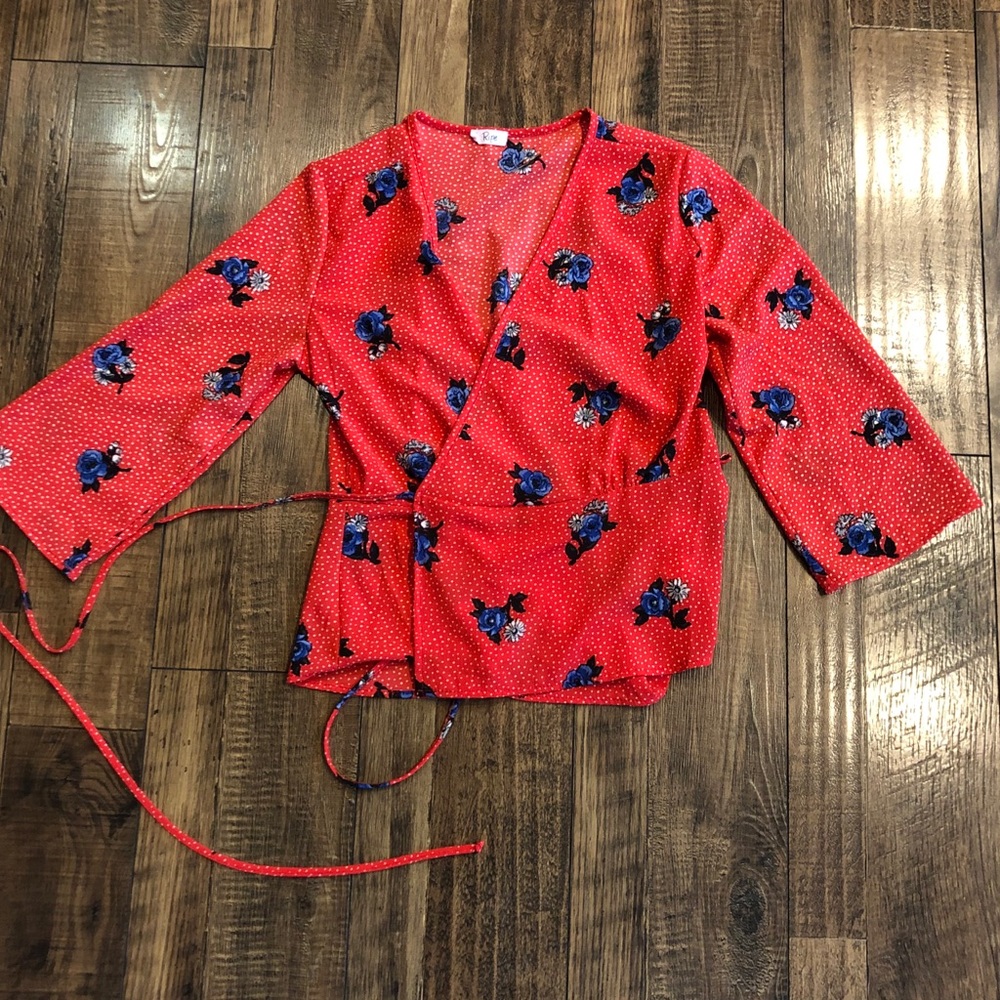 red blouse with flowers